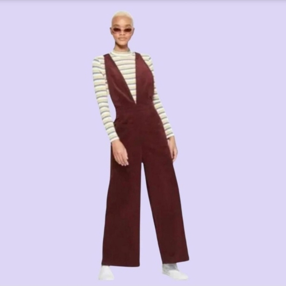 wild fable Pants - Sienna Brown Corduroy Wide Leg Jumpsuit w/Adjustable Straps size XL